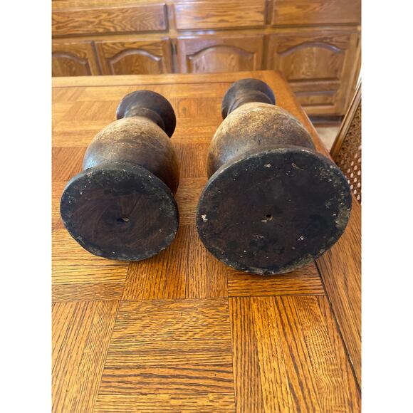 Primitive Vintage  salvaged rustic candlesticks (2) - Picture 5 of 5